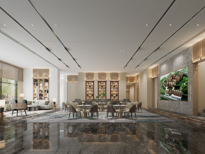 现代售楼处大堂前台接待