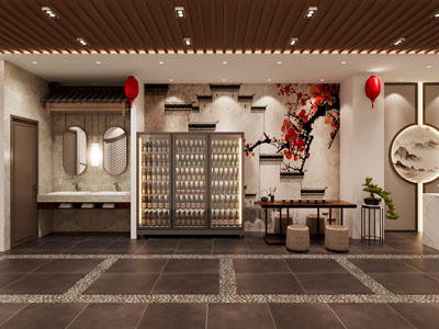 新中式徽派饭店餐馆前台