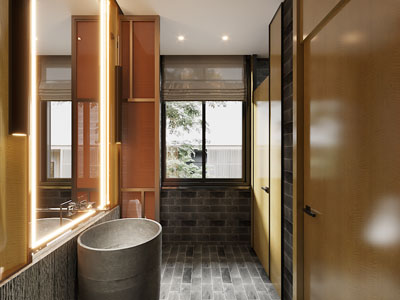 新中式会所公共卫生间、洗手间