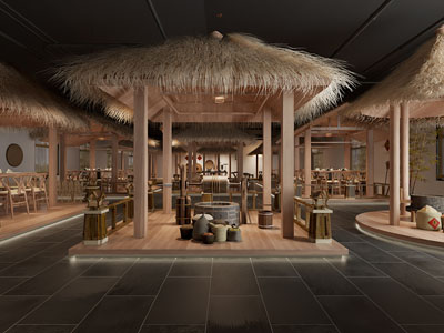 新中式民宿饭店餐馆就餐区