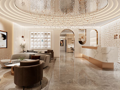 现代轻奢美容店大堂前台接待