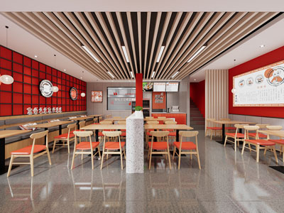 现代快餐厅、饭店餐馆就餐区