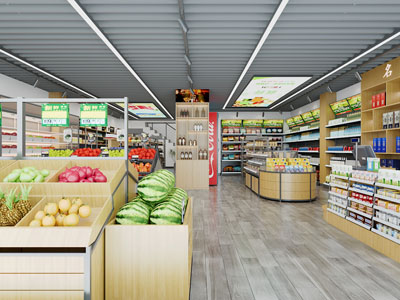 工业风loft百货超市、生鲜便利店