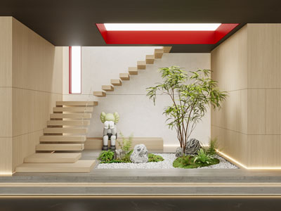 现代楼梯间景观园艺小品
