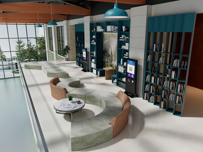 现代阅览室、图书馆、书吧阅览区