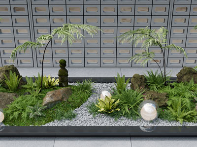 新中式花草石子景观园艺小品