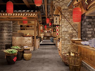 工业风loft复古怀旧美食街