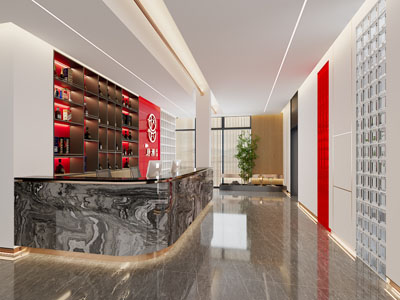 新中式酒店大堂前台接待