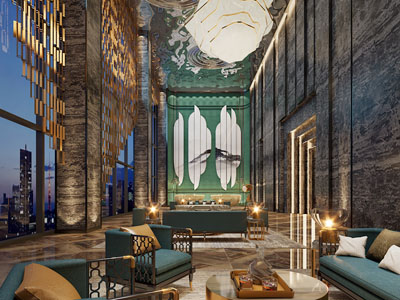 新中式酒店大堂前台接待