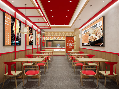 新中式饭店餐馆就餐区