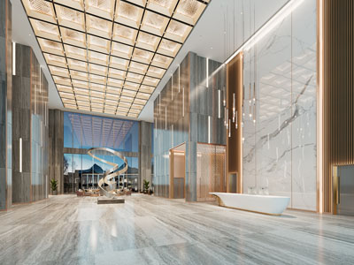 现代酒店大堂前台接待