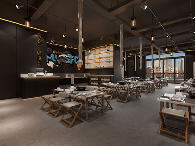 工业风loft饭店餐馆就餐区