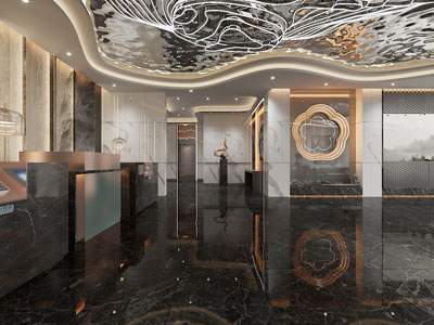 新中式酒店大堂前台接待