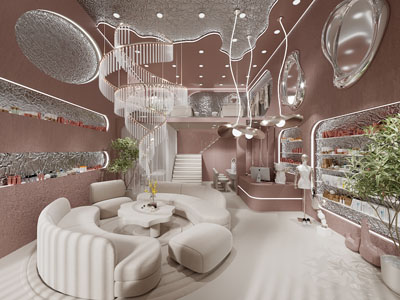 现代轻奢美容店大堂前台接待