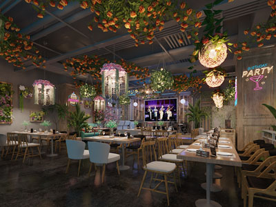 工业风loft饭店餐馆就餐区