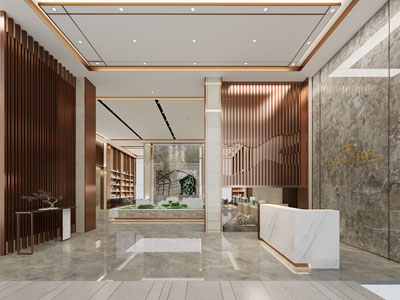 新中式售楼处大堂前台接待