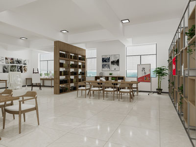 新中式阅览室、图书馆、书吧