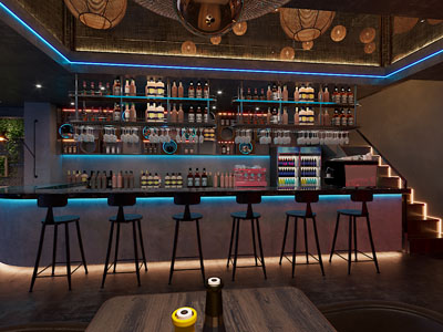 工业风loft酒吧吧台