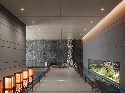 新中式室内景观园艺小品、走廊过道