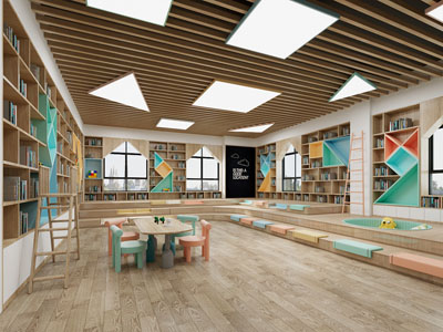 现代幼儿园阅览室、图书馆