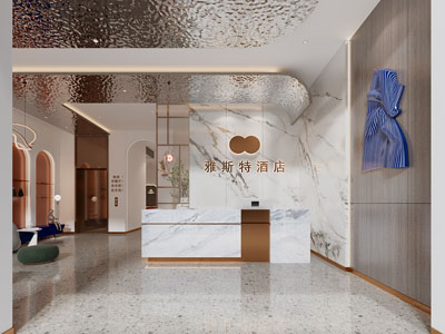 现代轻奢酒店大堂前台接待