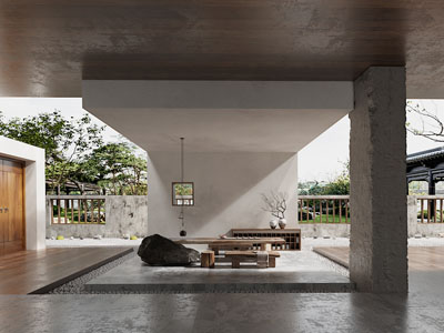 侘寂风庭院茶室