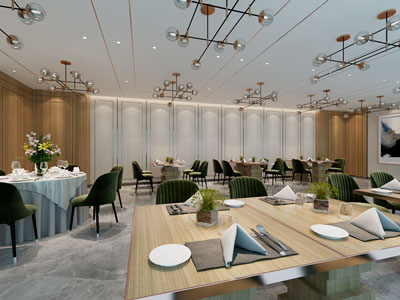 新中式饭店餐馆就餐区