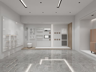 现代马桶、花洒卫浴小件展厅展览