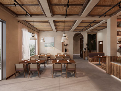 侘寂风饭店餐馆就餐区