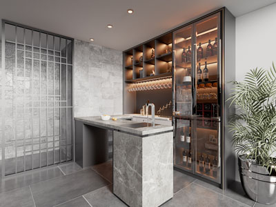 现代酒柜吧台区
