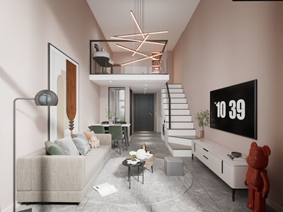 现代loft客厅餐厅