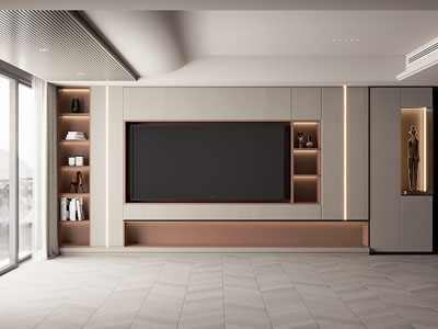 现代客厅电视背景墙3d模型 现代客厅电视背景墙
