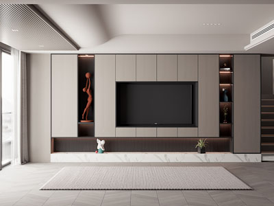 现代客厅电视背景墙3d模型 现代客厅电视背景墙