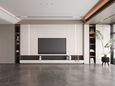 现代客厅电视背景墙3d模型 现代客厅电视背景墙