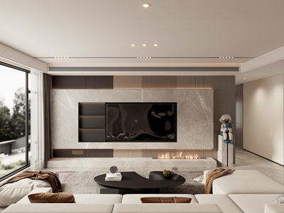 现代客厅、电视背景墙