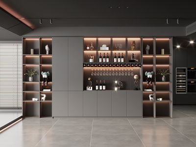 现代餐厅酒柜3d模型 现代餐厅酒柜