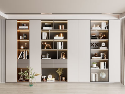 现代书房书柜