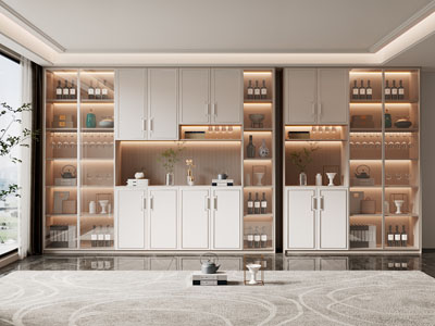 新中式餐厅酒柜3d模型 新中式餐厅酒柜