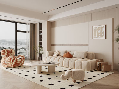 现代奶油风客厅