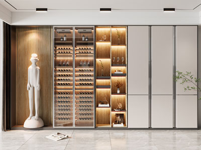 现代餐厅酒柜3d模型 现代餐厅酒柜