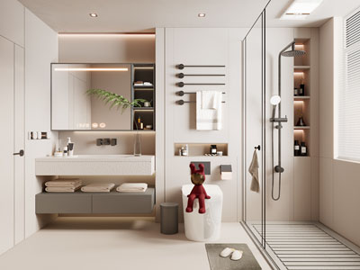 现代奶油风卫浴间、洗手间