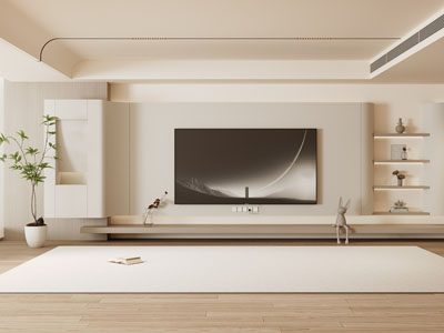 侘寂风客厅电视背景墙3d模型 侘寂风客厅电视背景墙