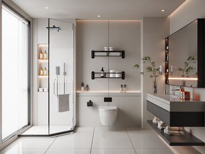 现代奶油风洗手间、卫浴间