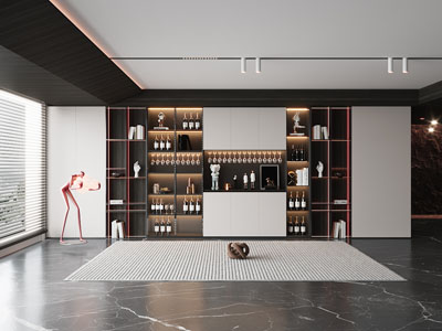 现代餐厅酒柜3d模型 现代餐厅酒柜
