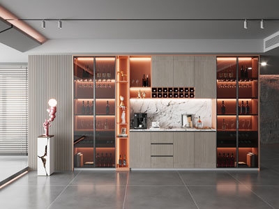 现代餐厅酒柜3d模型 现代餐厅酒柜