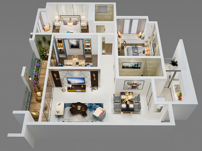 现代家装鸟瞰图