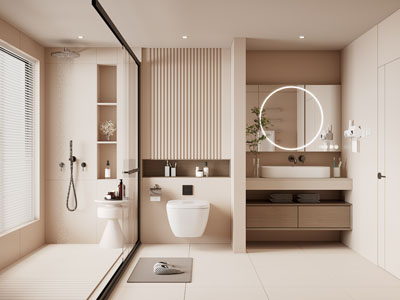 现代奶油风卫浴间、洗手间