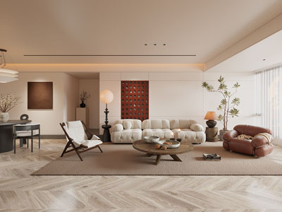 侘寂风客厅餐厅