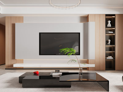 现代客厅电视背景墙3d模型 现代客厅电视背景墙