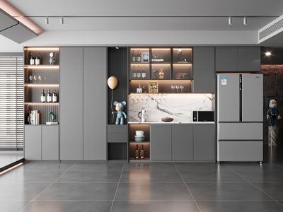 现代餐厅酒柜3d模型 现代餐厅酒柜